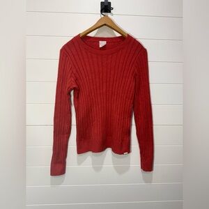 abercrombie kids Red Ribbed Crewneck Sweater